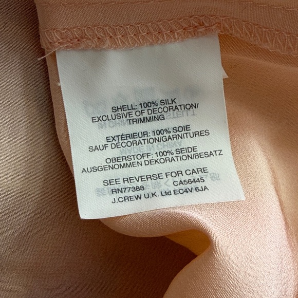 NWT J. Crew Peach Silk Lace-Trim Long Sleeve Blouse - Picture 11 of 11